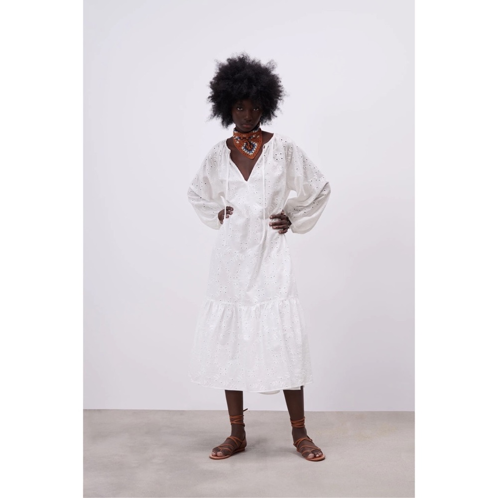 NWT Zara OPENWORK EMBROIDERED DRESS
